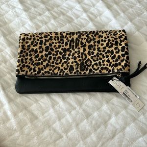 Sole Society Marlena Leopard Combo Clutch Purse